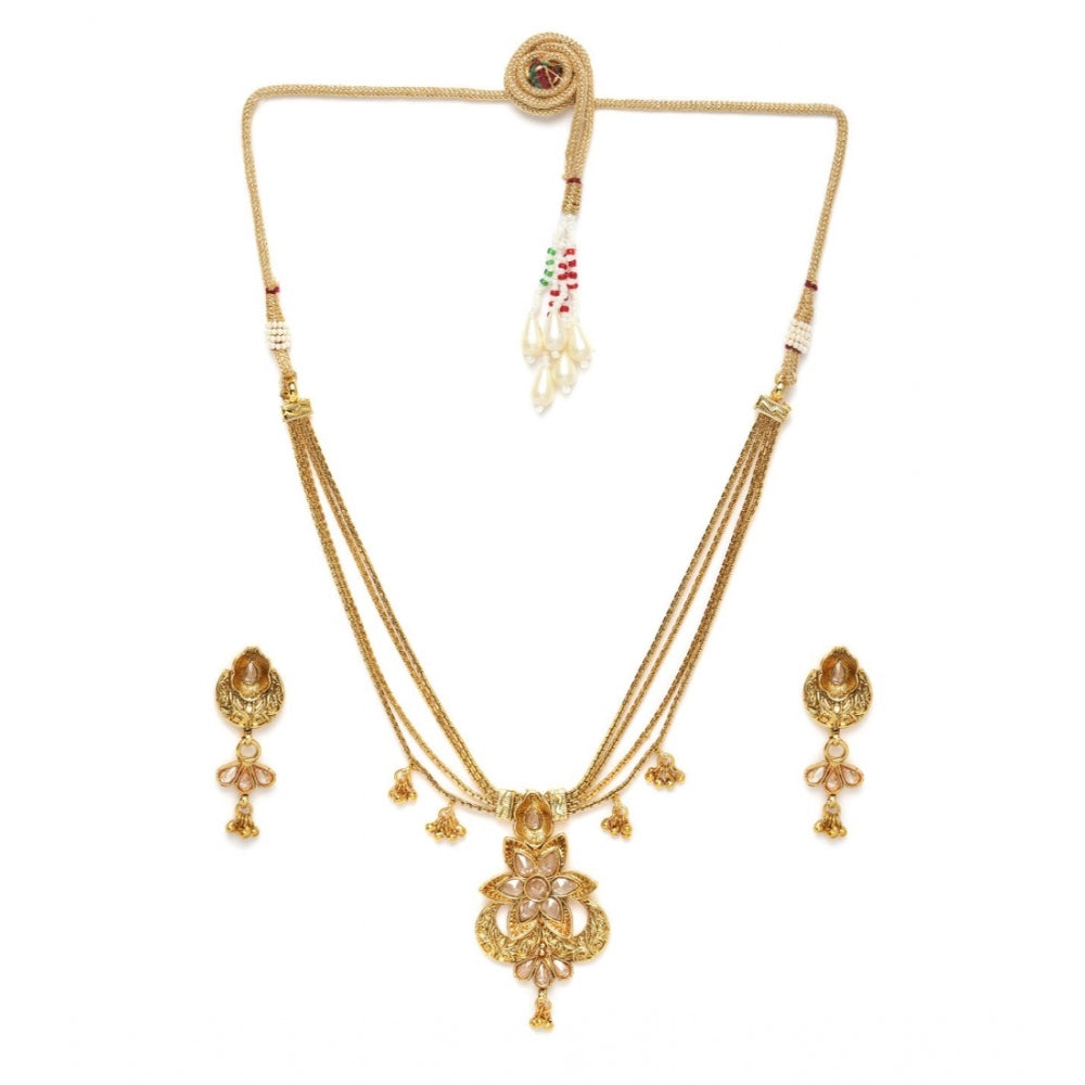 Generic Women's Rose Gold Plated Alloy Necklace &amp; Earings Set (Gold)