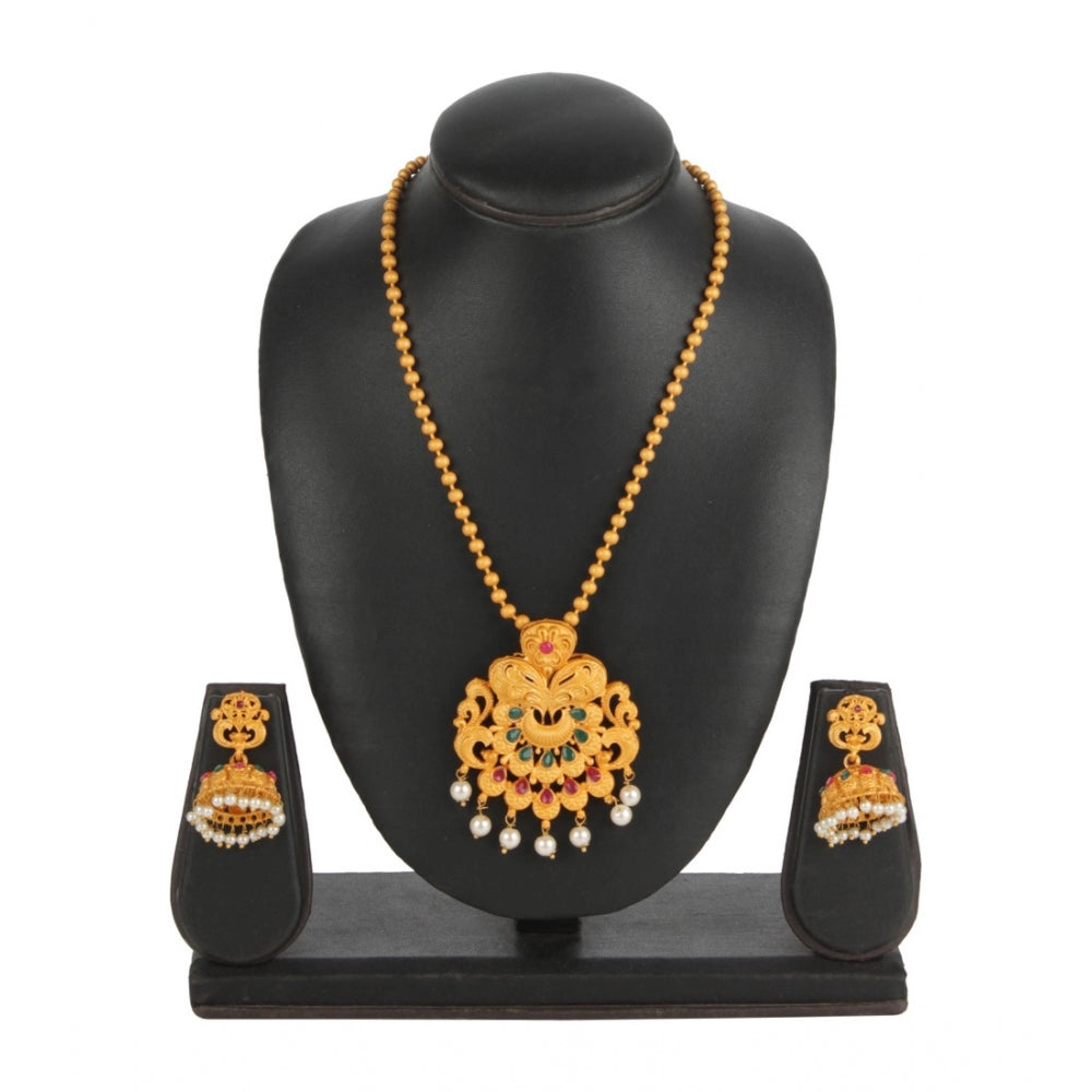 Generic Women's Rose Gold Plated Alloy Necklace &amp; Earings Set (Gold)