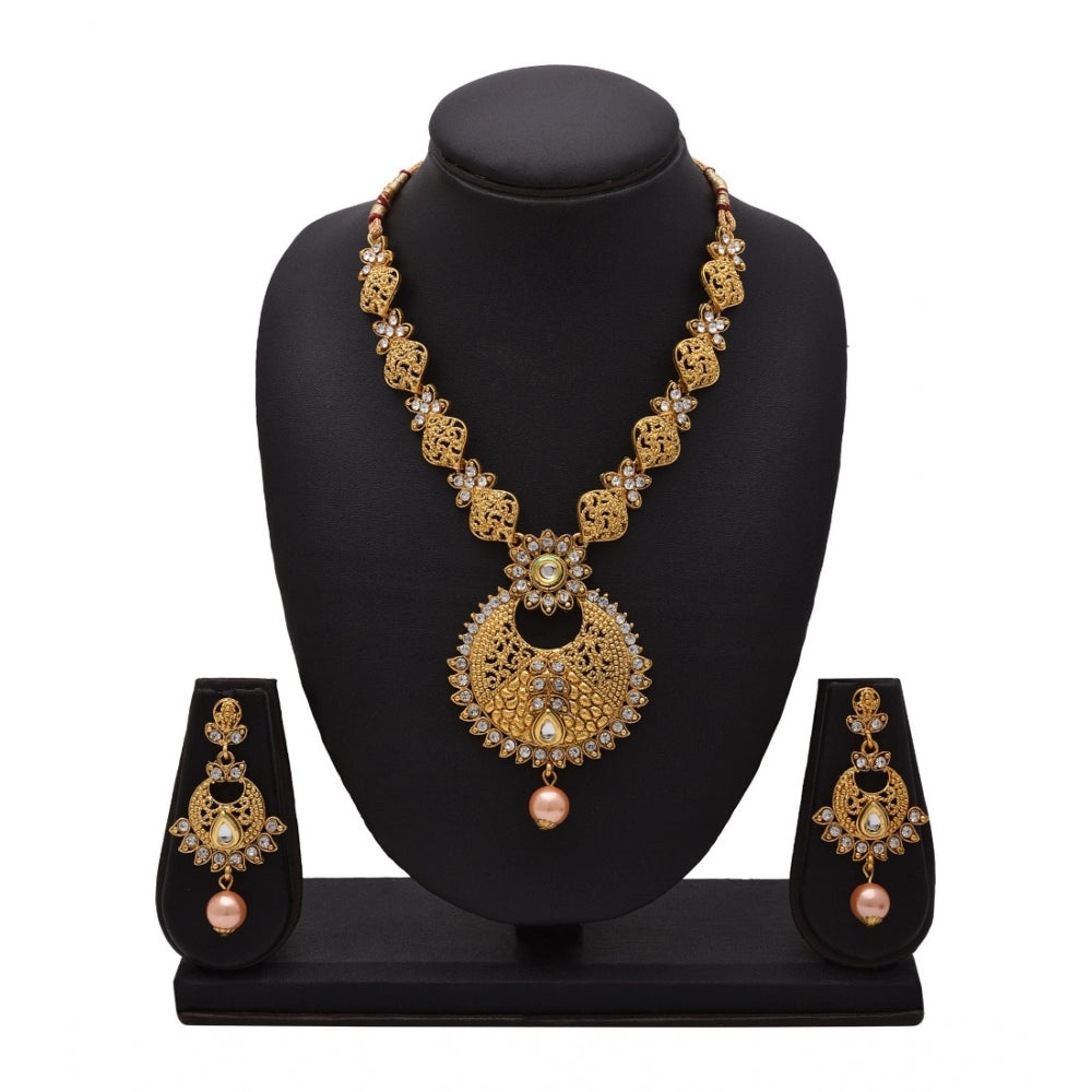 Generic Women's Rose Gold Plated Alloy Necklace &amp; Earings Set (Gold)