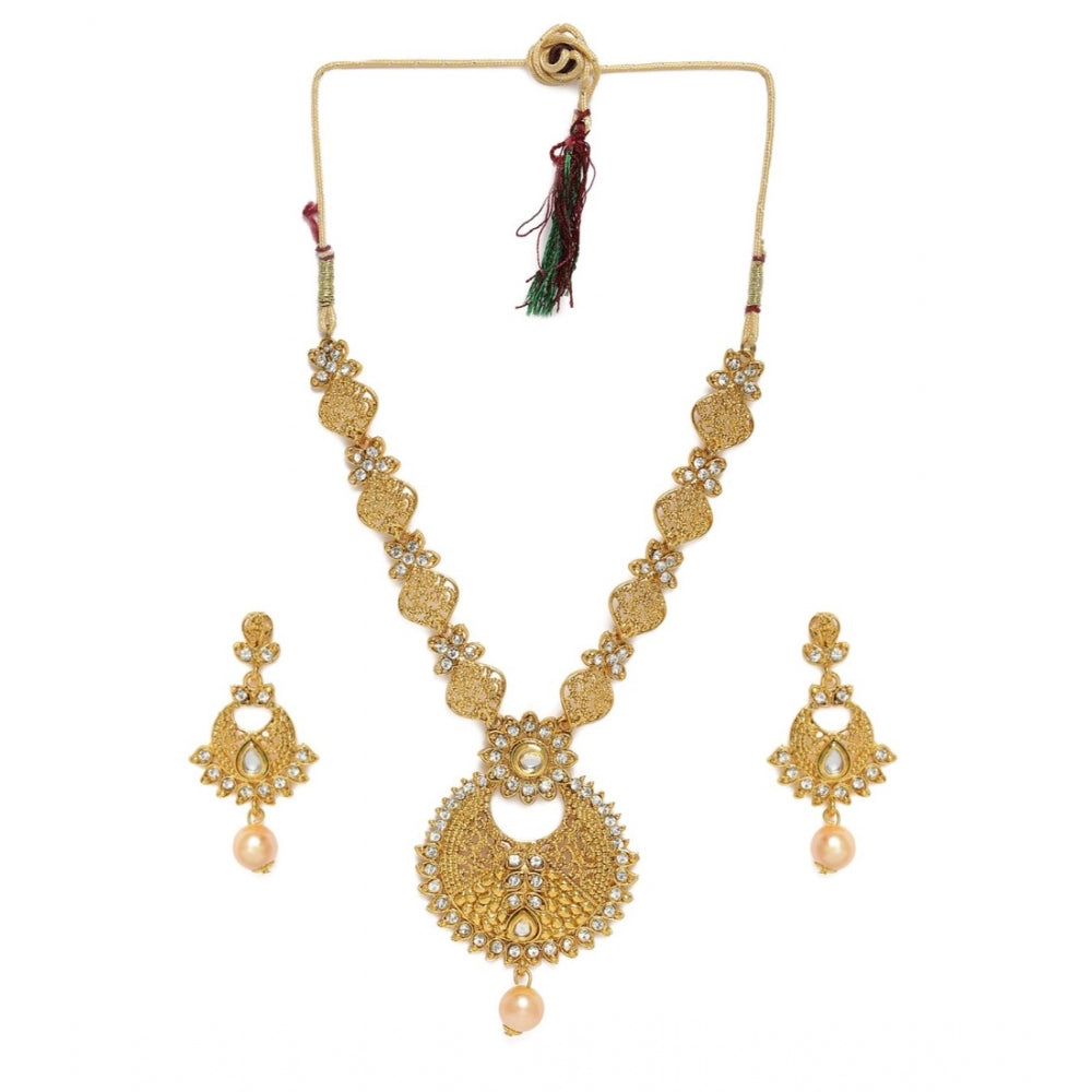 Generic Women's Rose Gold Plated Alloy Necklace &amp; Earings Set (Gold)