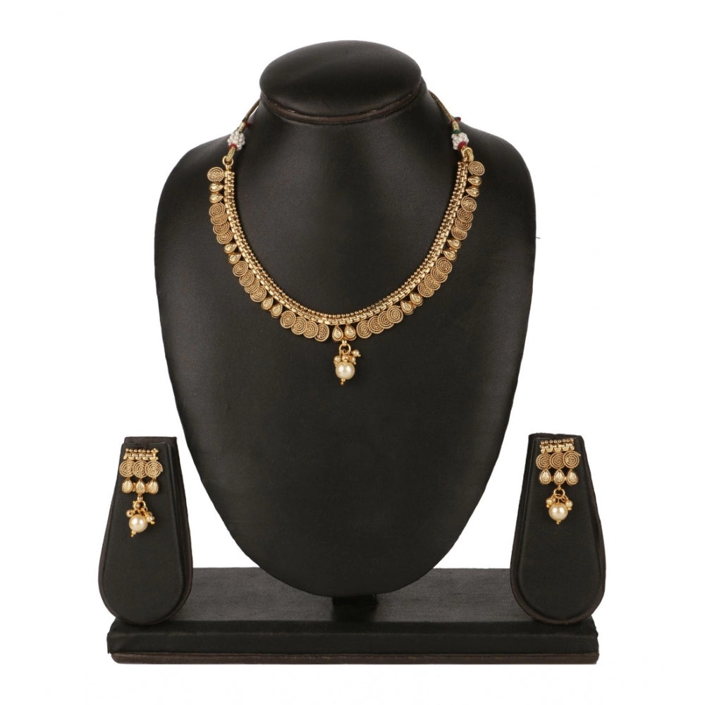 Generic Women's Rose Gold Plated Alloy Necklace &amp; Earings Set (Gold)