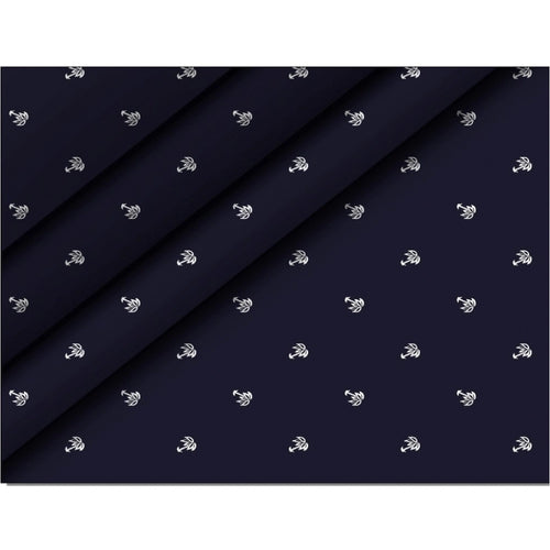 Generic Men's Casual Floral Printed Cotton Blend Unstitched Shirt Fabric 1.6 Mtrs (Dark Blue)