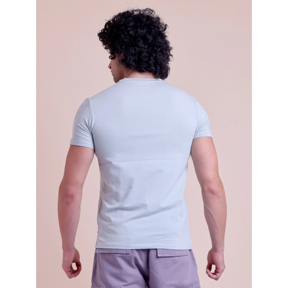 Generic Men's Casual Cotton Solid Half Sleeve Round Neck T-Shirt (Grey)