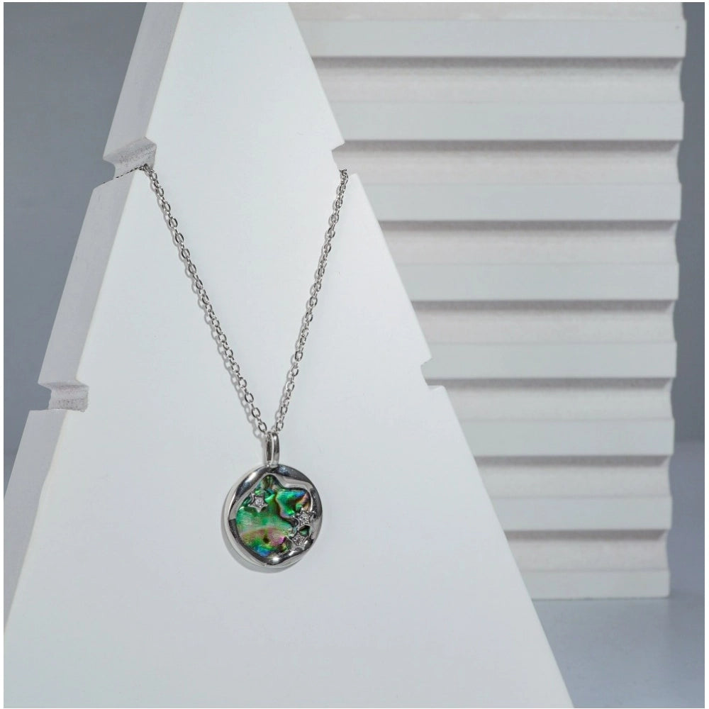 Generic Women's Stainless Steel Galaxy Pendent Delicate Chain (Silver Plated)