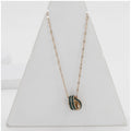 Generic Women's Stainless Steel Green Ring Pendent Delicate Chain (Gold Plated)