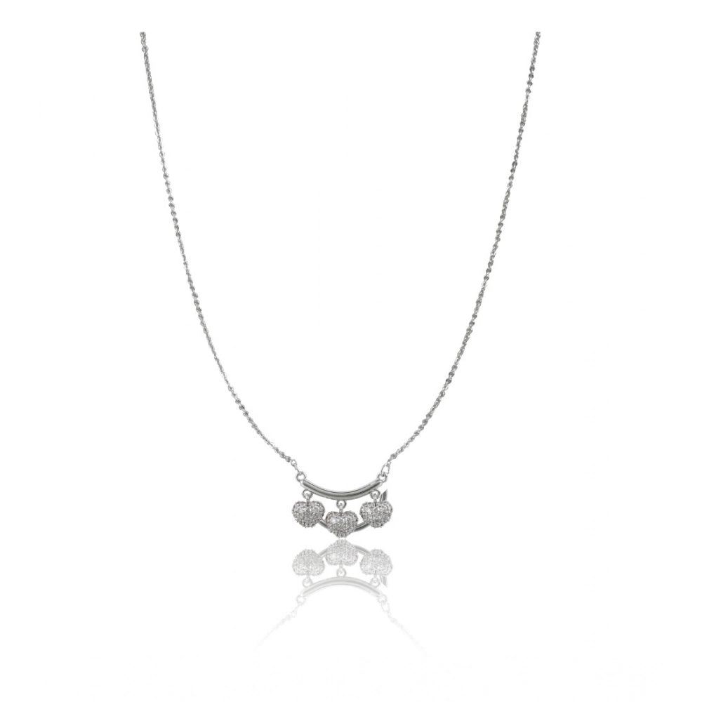 Generic Women's Stainless Steel Imported Stanless Steel Heart Pendent Chain (Silver Plated)