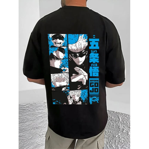 Generic Men's Casual Cotton Blend Printed Round Neck Half Sleeve T-Shirt (Black)