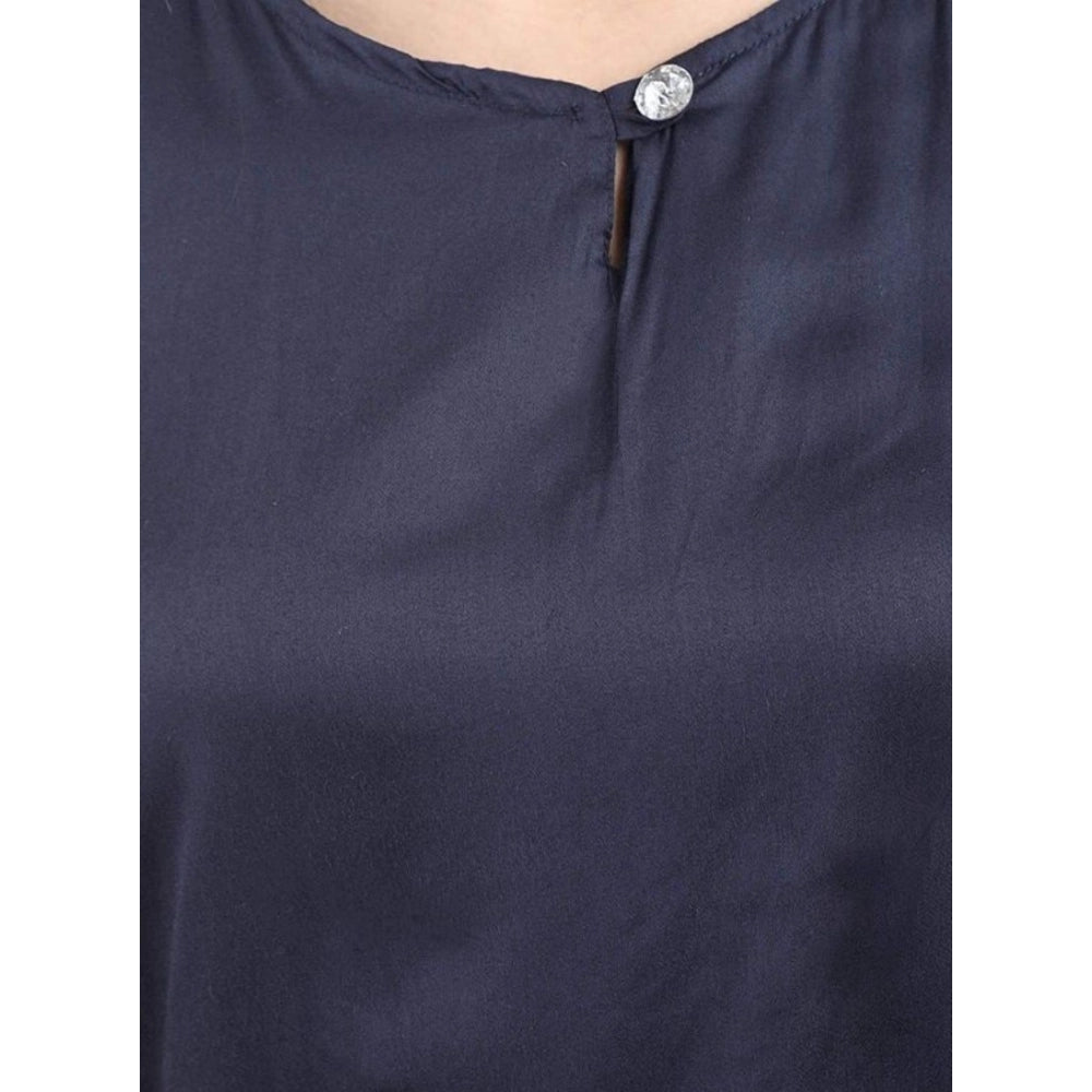 Generic Women's Casual Crepe Sleeveless Jump Suit (Navy Blue)