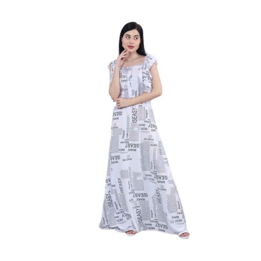 Generic Women's Casual Crepe Sleeveless Dress (White)